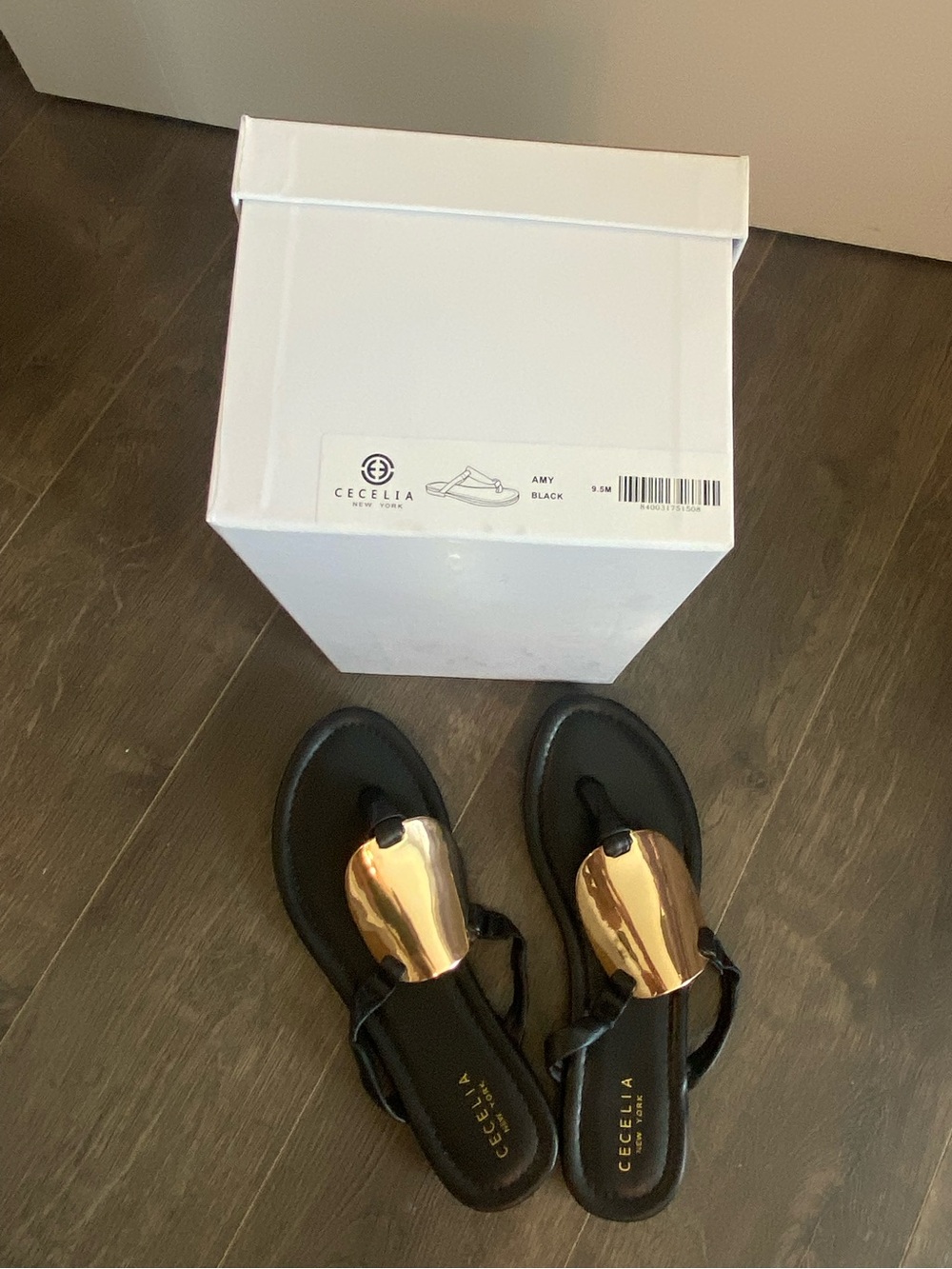 CECELIA NEW YORK Black Sandals with Gold Medallion - Picture 5 of 8